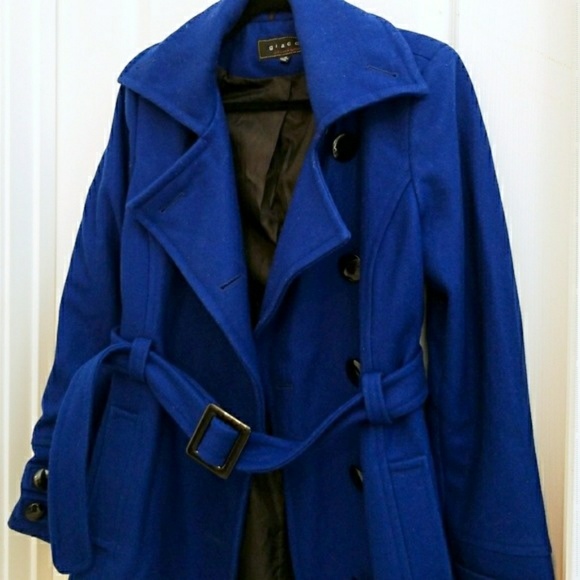 Cobalt Blue/Royal Blue Winter Wool Pea/Trench Coat - Picture 5 of 8